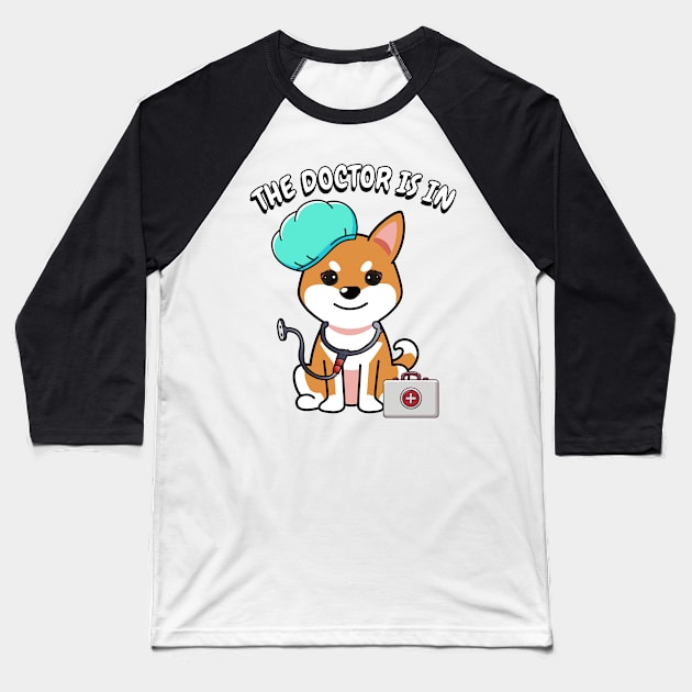 Cute orange dog is a doctor Baseball T-Shirt by Pet Station